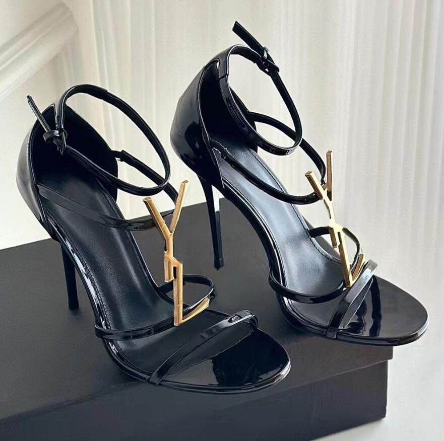Gold Heel Lacquer Leather Sandals Designer High Heels 10cmParis Metal Letters Sandals Women Dress Shoes Sexy Open Toe Fashion Ankle band Party Wedding Evening shoes
Gold Heel Lacquer Leather Sandals Designer High Heels 10cmParis Metal Letters Sandals Women Dress Shoes Sexy Open Toe Fashion Ankle band Party Wedding Evening shoes
