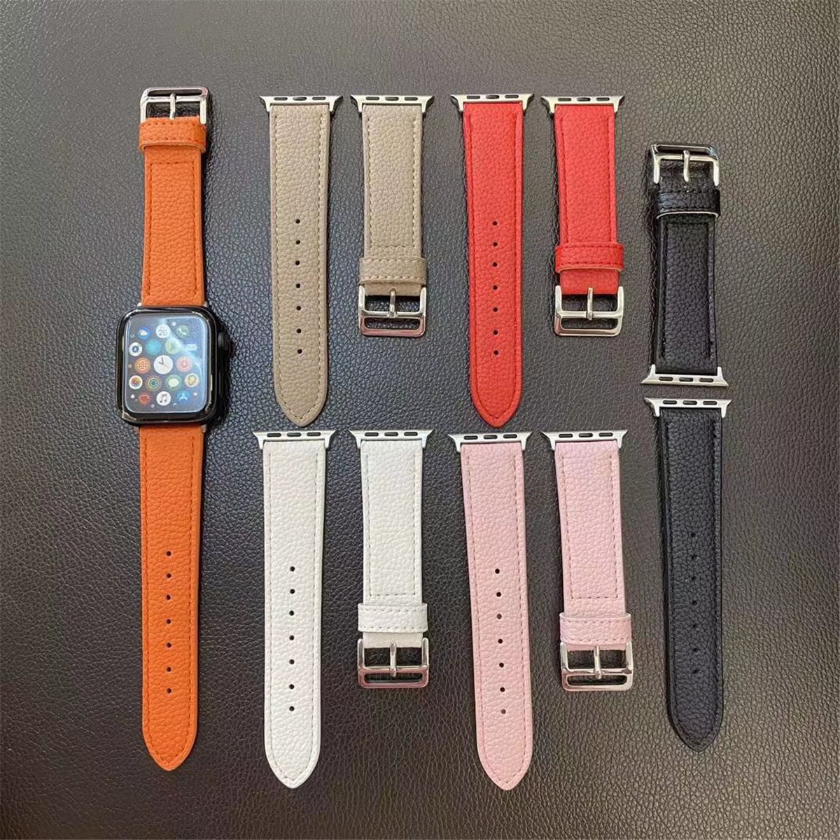 

Fashion Designer watch Strap for Apple watchband iWatch band 41mm 45 42mm 38mm 40mm 49 44mm iwatch 2 3 4 5 6 7 bands Leather Straps Bracelet Stripes watchbands