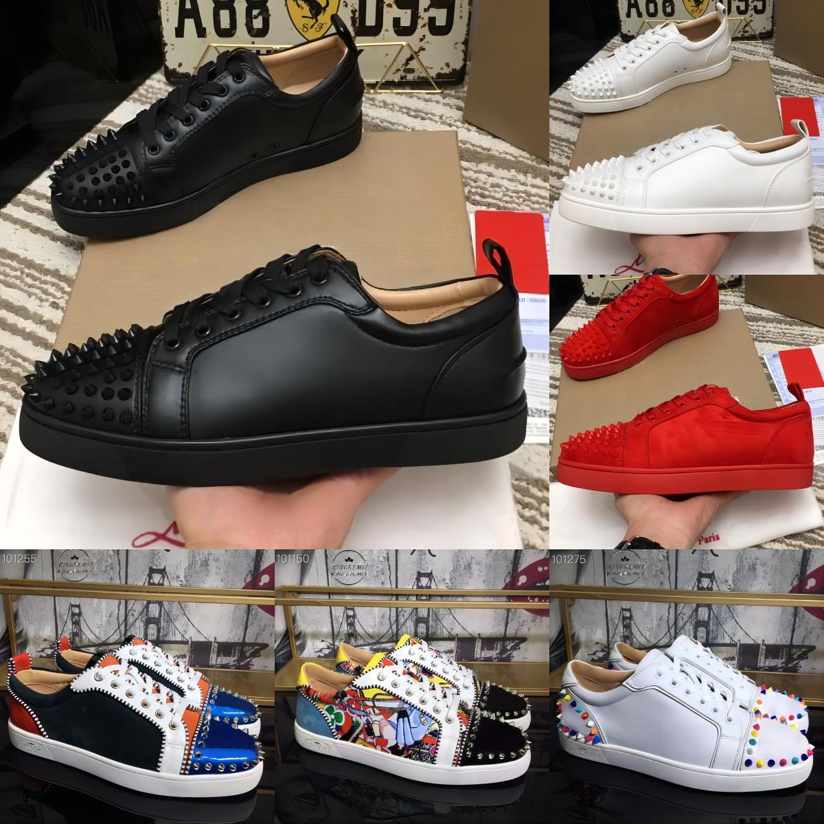 Designer With box Loafers red bottom Casual shoe low christians sneakers for mens women Fashion cut leather splike vintage Glitter Flat luxury Red bottoms Trainers, Color 12
Designer With box Loafers red bottom Casual shoe low christians sneakers for mens women Fashion cut leather splike vintage Glitter Flat luxury Red bottoms Trainers, Color 12