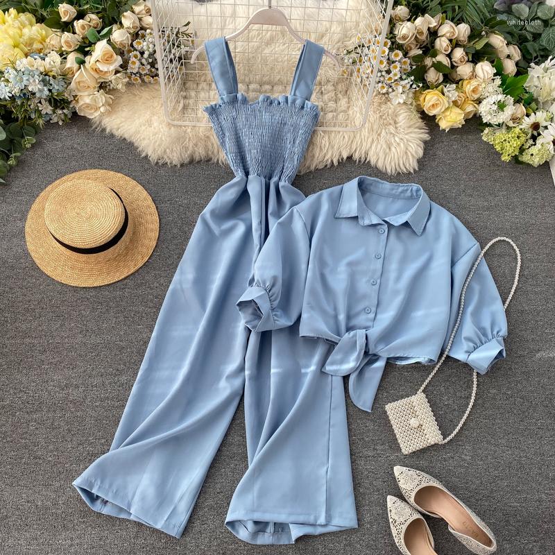 Women's Two Piece Pants Summer Pieces Set Loose Short Sunscreen Jacket Solid Shirt Suspending Rompers Clothing Female Casual Holidays Suit, Black
Women's Two Piece Pants Summer Pieces Set Loose Short Sunscreen Jacket Solid Shirt Suspending Rompers Clothing Female Casual Holidays Suit, Black