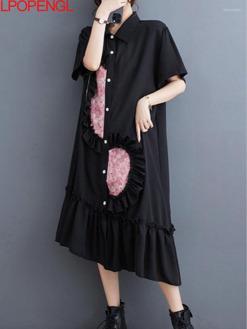 Party Dresses Women's Summer Vintage Loose Patchwork Temperament Dress Fashion Mid Length Ruffle Shirt Short Sleeve Asymmetric A-line, Black
Party Dresses Women's Summer Vintage Loose Patchwork Temperament Dress Fashion Mid Length Ruffle Shirt Short Sleeve Asymmetric A-line, Black