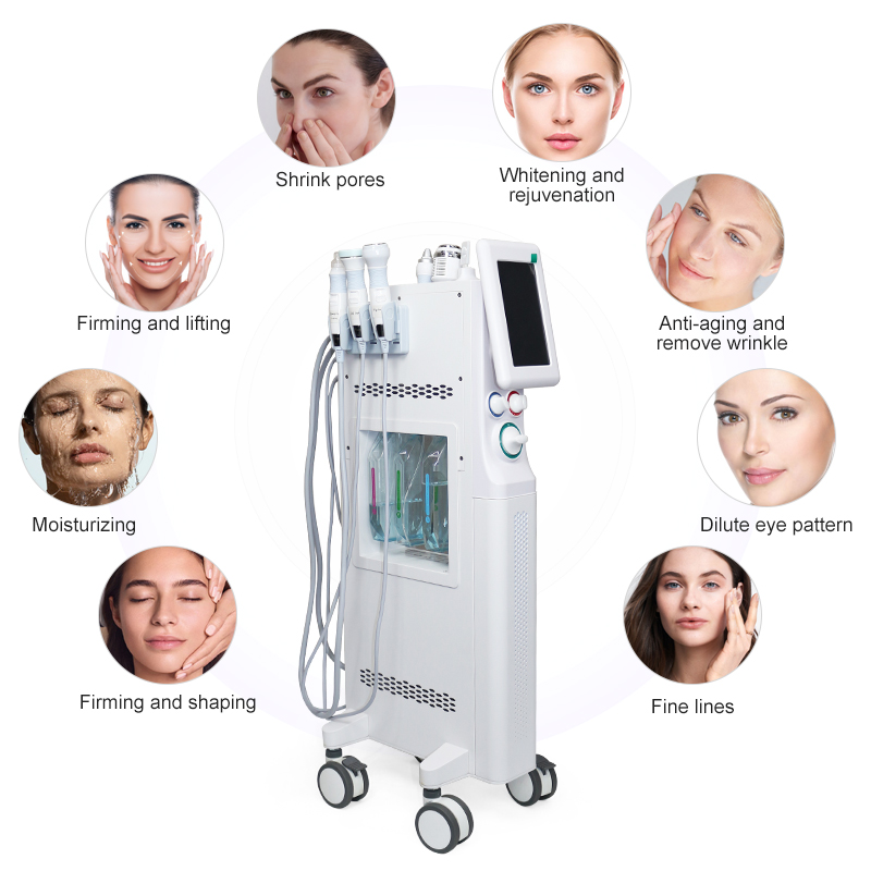 6 in 1 hydra dermabrasion facial cleaning machine Skin Rejuvenation jet peel Oxygen Spray Gun improve skin dark and dim microdermabrasion device