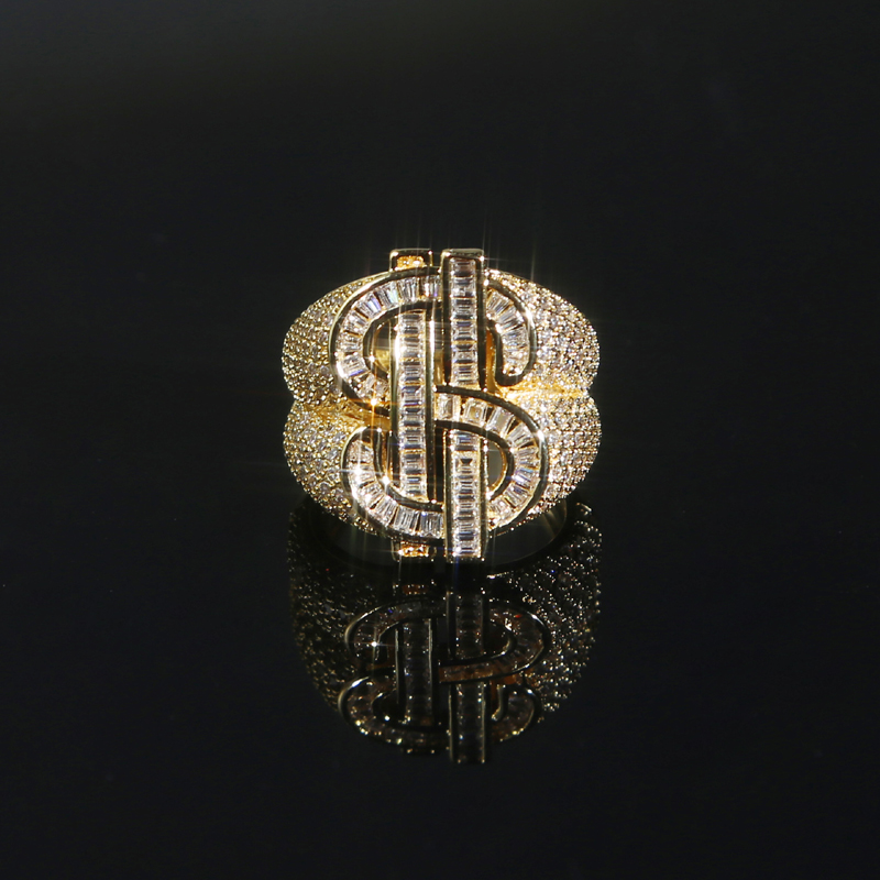Luxury Designer Finger Ring High Quality Paved Full Cz Stone Gold Silver Color Punk Styles Hip Hop Jewelry