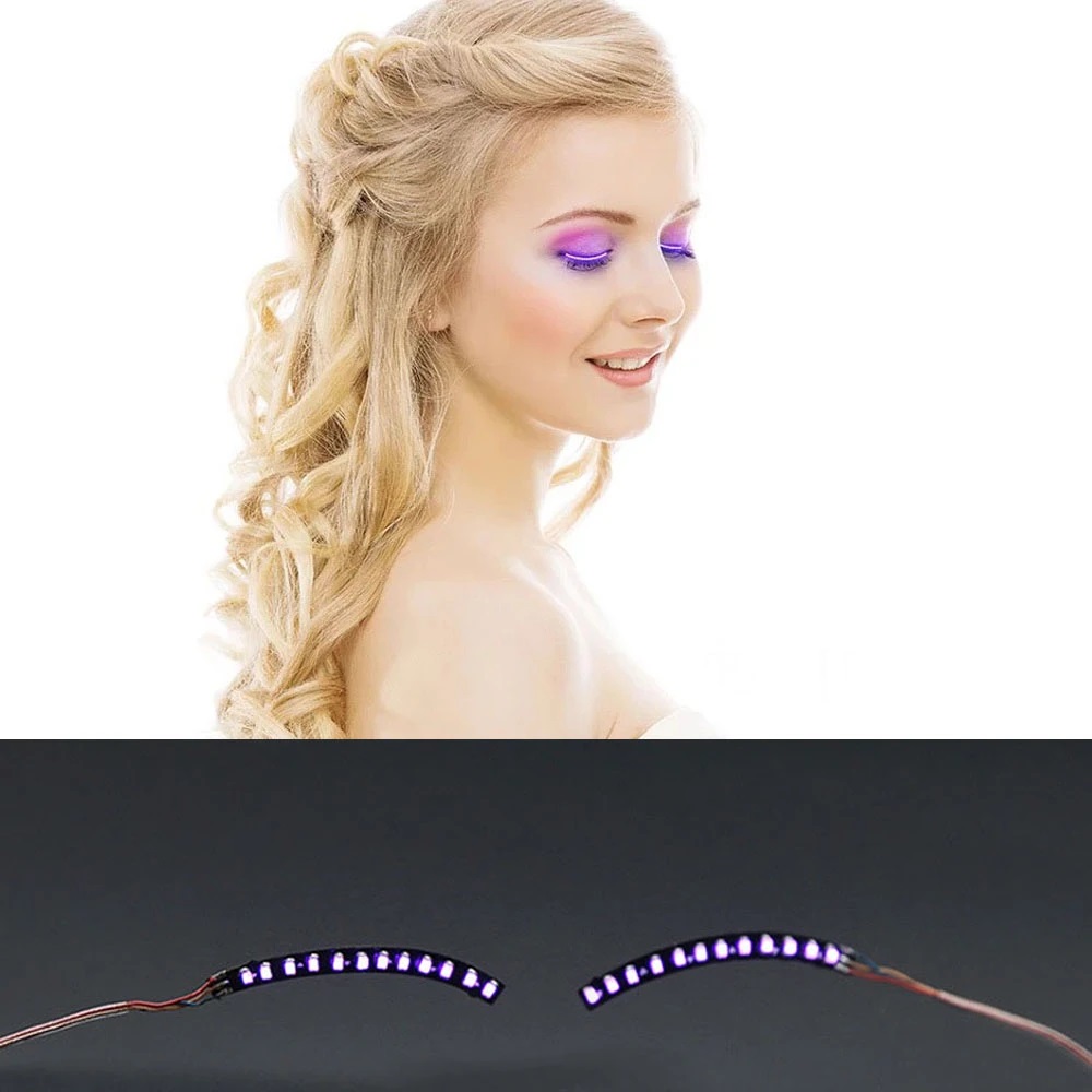 LED Light False Eyelashes Long Eyelashes Makeup False Eyelashes Black Nautral Handmade Eye Lashes Extension Party Bar Halloween Pestanas Postizas LED