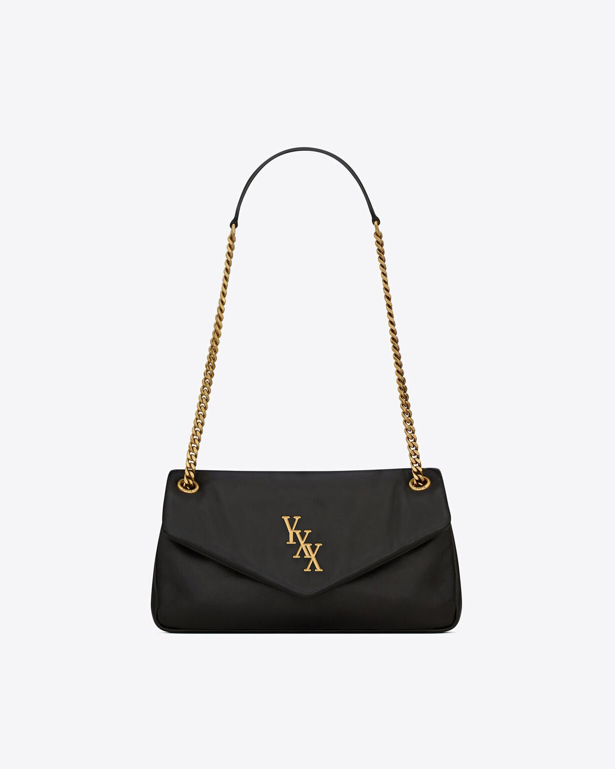 Cross body bag for women's weekend bag made of genuine leather material, metal chain, black bag
