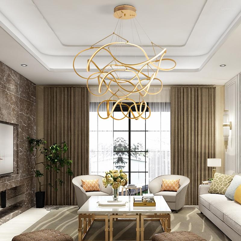Lustres Chandeliers LED Ceiling Chandelier Light Lamp For Living Room Bedroom Modern Large Lighting Fixtures AC85-260V Gold ing