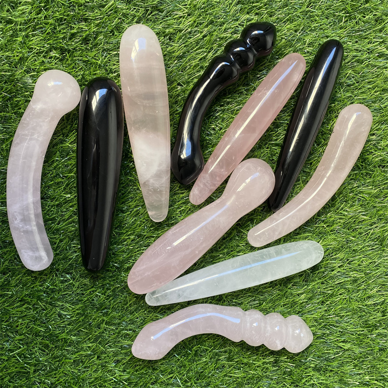 Other Home Garden 1PC good Quality Natural Rose Quartz Yoni Wands Gemstone Crafts Pleasure Wand Body Hand Massage Wood Magic Stone Ornament Gifts 2306