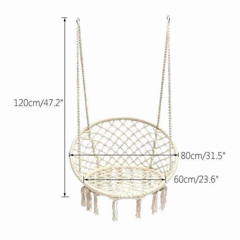 Hammocks Outdoor Hammock Garden Swing Cotton Cord Knitted Hanging Basket Tassel Swing For Leisure Handmade Casual Egg Chairs R230613