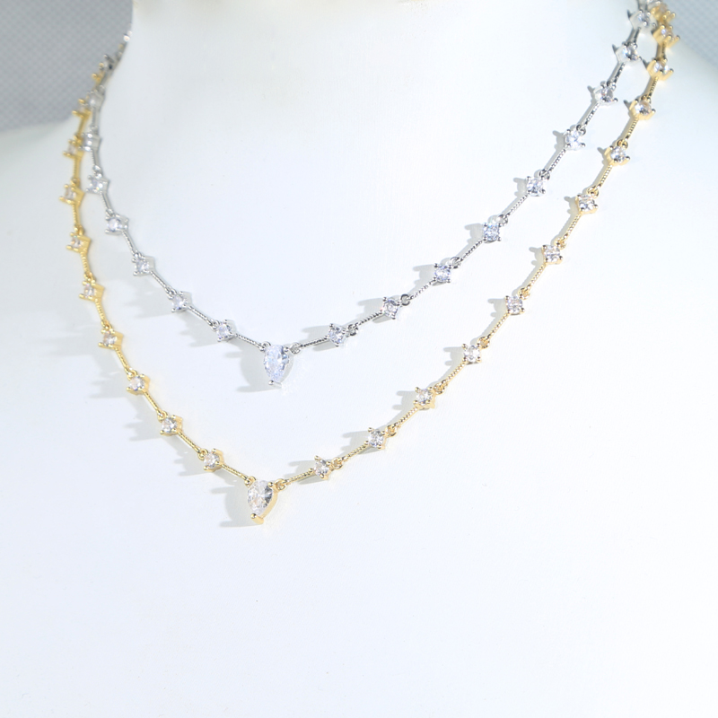New fashion women wedding necklace paved 5A cubic zircon for women lady high quality jewelry plated gold silver wholesale