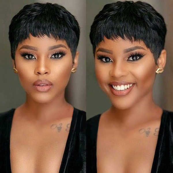 Lace Wigs Short Synthetic Hair Pixie Wigs Pixie Cut Short Black Wavy Wigs Layered Short Hair Wigs for Black Women Z0613