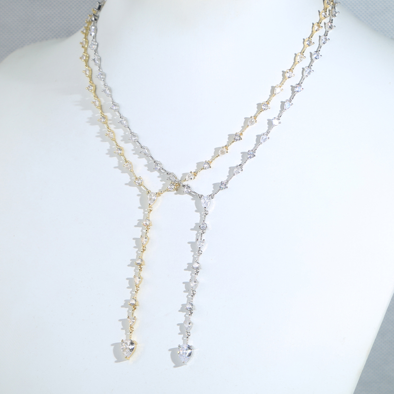 New fashion women wedding necklace paved 5A cubic zircon for women lady high quality jewelry plated gold silver wholesale