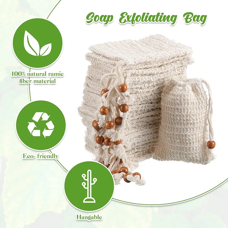Natural exfoliating Mesh Sisal Saver Bag Pouch Holder Shower Bath Foaming and Drying of the Soap for Women 0617