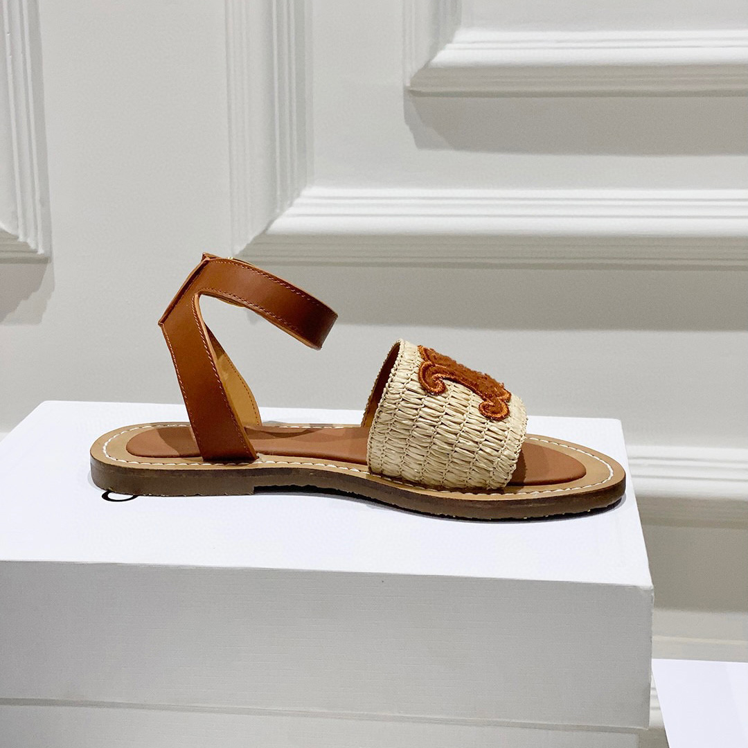 Top quality Lympia flat slides Raffia sandals Triomphe embellished Ankle strap open toes luxury designer for women holiday flats gladiator sandal factory footwear, White 2
Top quality Lympia flat slides Raffia sandals Triomphe embellished Ankle strap open toes luxury designer for women holiday flats gladiator sandal factory footwear, White 2