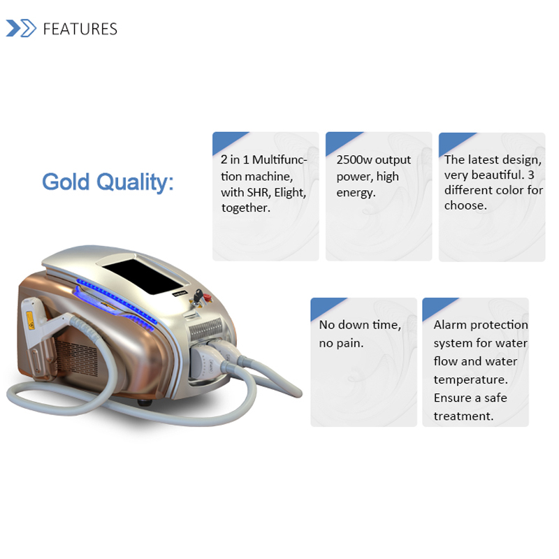 NEWEST 2 in 1 multifunction 2500W power SHR IPL hair removal permanently E-light skin rejuvenation beauty salon equipment