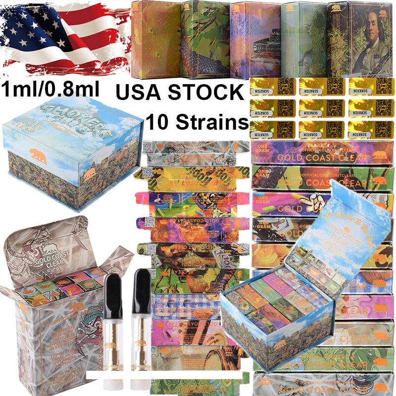 USA STOCK Gold Coast Clear GCC Atomizers Smokers Club 0.8ml 1.0ml Vapes Cartridges Packaging Ceramic Coil 510Thread Carts Thick Oil Glass Tank 10 Strains with stickers
USA STOCK Gold Coast Clear GCC Atomizers Smokers Club 0.8ml 1.0ml Vapes Cartridges Packaging Ceramic Coil 510Thread Carts Thick Oil Glass Tank 10 Strains with stickers