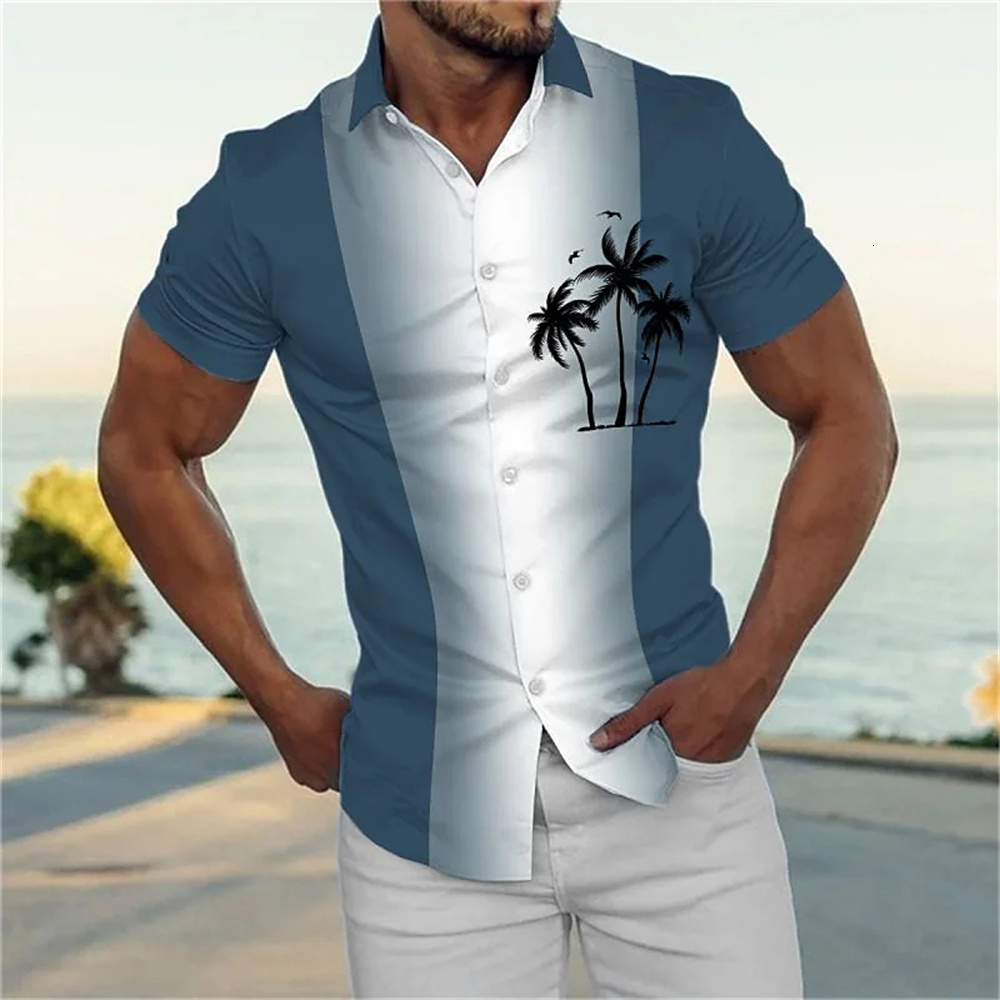 Mens Casual Shirts Casual Short-sleeved Shirt Men Plus Size Hawaiian 3d Digital Print Mens Top Vintage Summer Streetwear Shirt For Men Women 230613