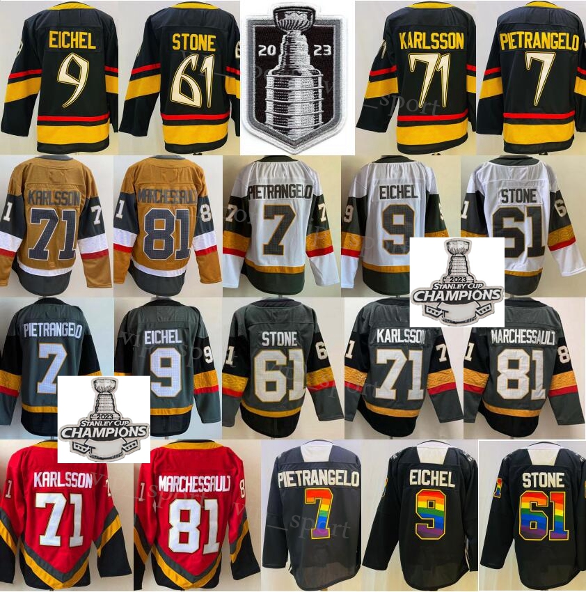 Stanley Cup 2023 Champions Hockey 71 William Karlsson Jerseys 81 Jonathan Marchessault 7 Alex Pietrangelo 9 Jack Eichel 61 Mark Stone White Stitch Reverse Retro, With champions patch
Stanley Cup 2023 Champions Hockey 71 William Karlsson Jerseys 81 Jonathan Marchessault 7 Alex Pietrangelo 9 Jack Eichel 61 Mark Stone White Stitch Reverse Retro, With champions patch