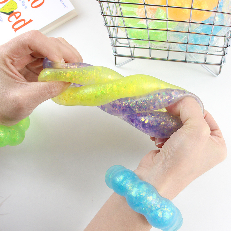 Fidget TPR Squeeze Bracelet Toys Crystal Aurora Hand Stress Relief Toy Bubble Sensory Autism Needs Squishy Anxiety Gift 2111