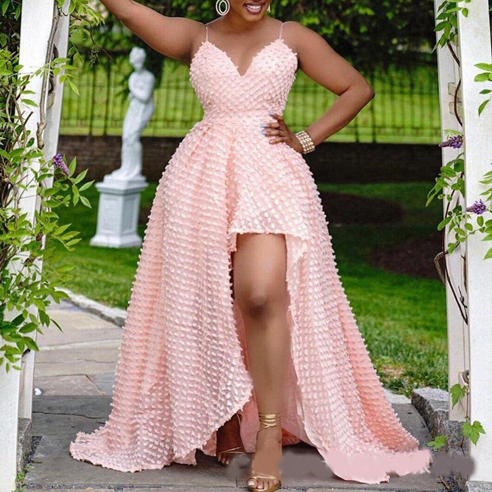 Plus size Dresses 4XL 5XL Size for Women Pink Spaghetti Strap v Neck Floor Length High Waisted Elegant Evening Night Party Club Cloth 230613