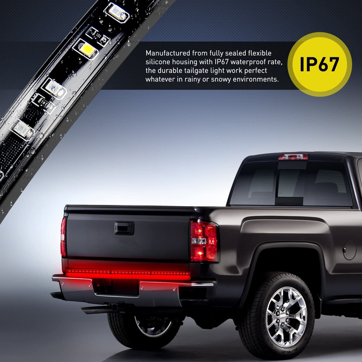 Pickup Truck Taillights with 48/60 Inch Pickup Truck Lights, Bright Braking, Dual Color Turn Signals