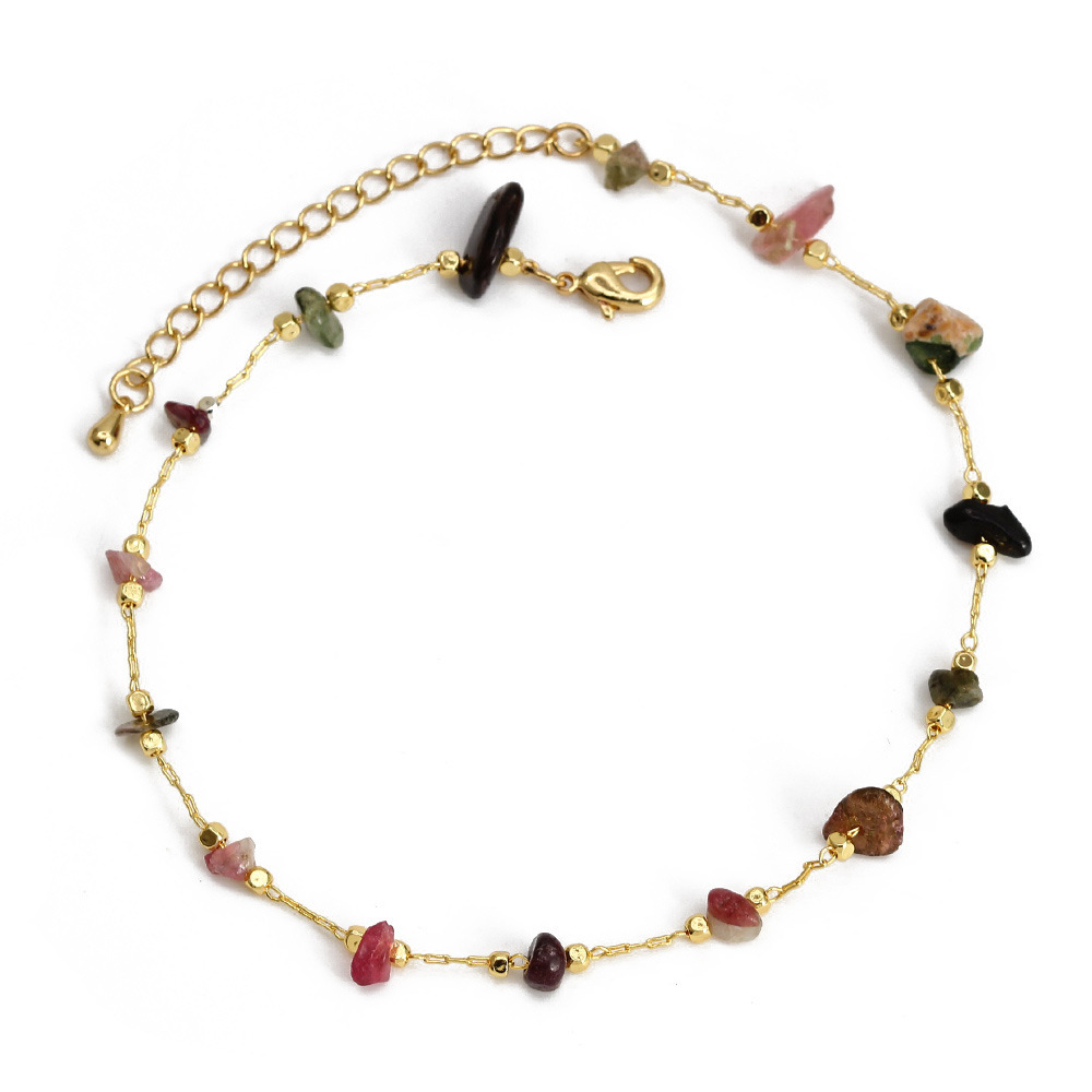 Colorful Natural Stone Strands Gold Chain Bracelet Gravel Stone Bracelets Jewelry for Women