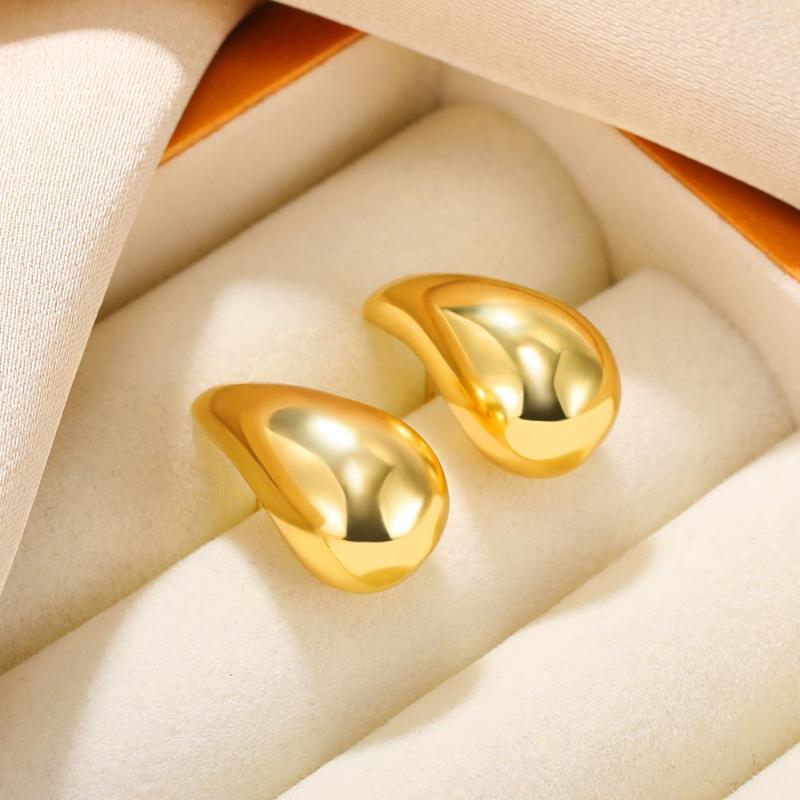 Stud Earrings Large Water Drop For Women Girls Metal Smooth 2023 Design Trendy Chunky Jewelry Accessories Gift