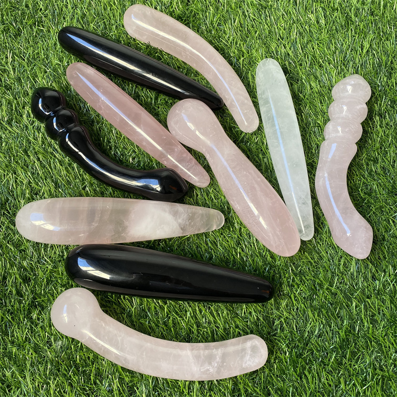 Other Home Garden 1PC good Quality Natural Rose Quartz Yoni Wands Gemstone Crafts Pleasure Wand Body Hand Massage Wood Magic Stone Ornament Gifts 2306
