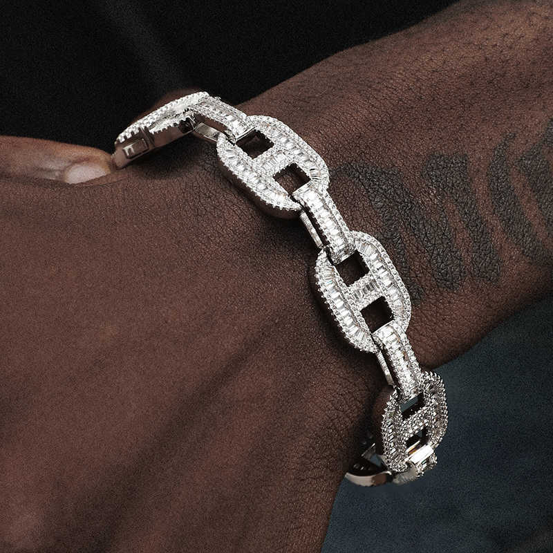 Precious Cuban chains Hot Sale Men's Hip Hop Jewelry Sterling Sier Gold Plated Iced Out Moissanite Dia Cuban Link Chain Bracelet Free door-to-doo