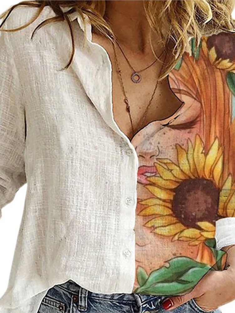 Women's Blouses Shirts Leisure White Yellow Shirts Button Lapel Cardigan Top Lady Loose Long Sleeve Oversized Shirt Womens Blouses Casual Tunic B