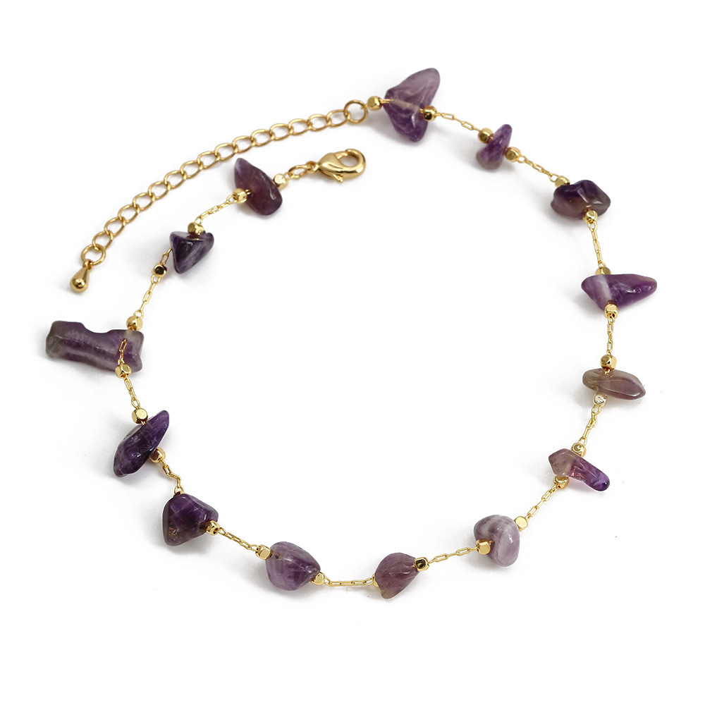 Colorful Natural Stone Strands Gold Chain Bracelet Gravel Stone Bracelets Jewelry for Women