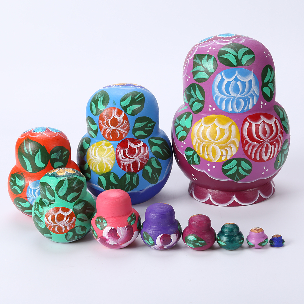 Dolls 5 -10Pcs Lovely Matryoshka Wooden Dolls Nesting Babushka Russian Hand Paint for Kids Christmas Toys Gifts Hand Painted Dolls 230612