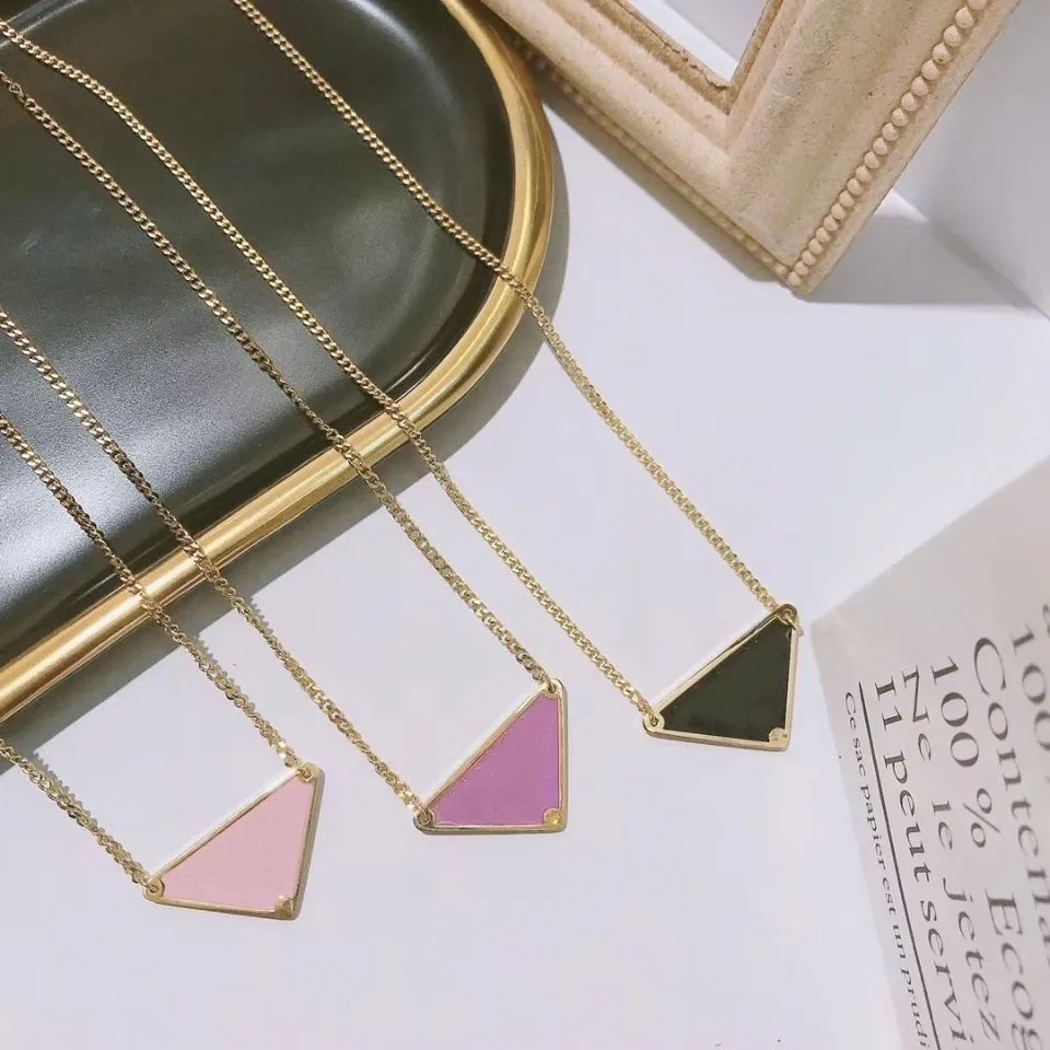 p home classic European and American fashion atmosphere triangle brand pendant hip hop necklace personality titanium steel collarbone chain holiday gift