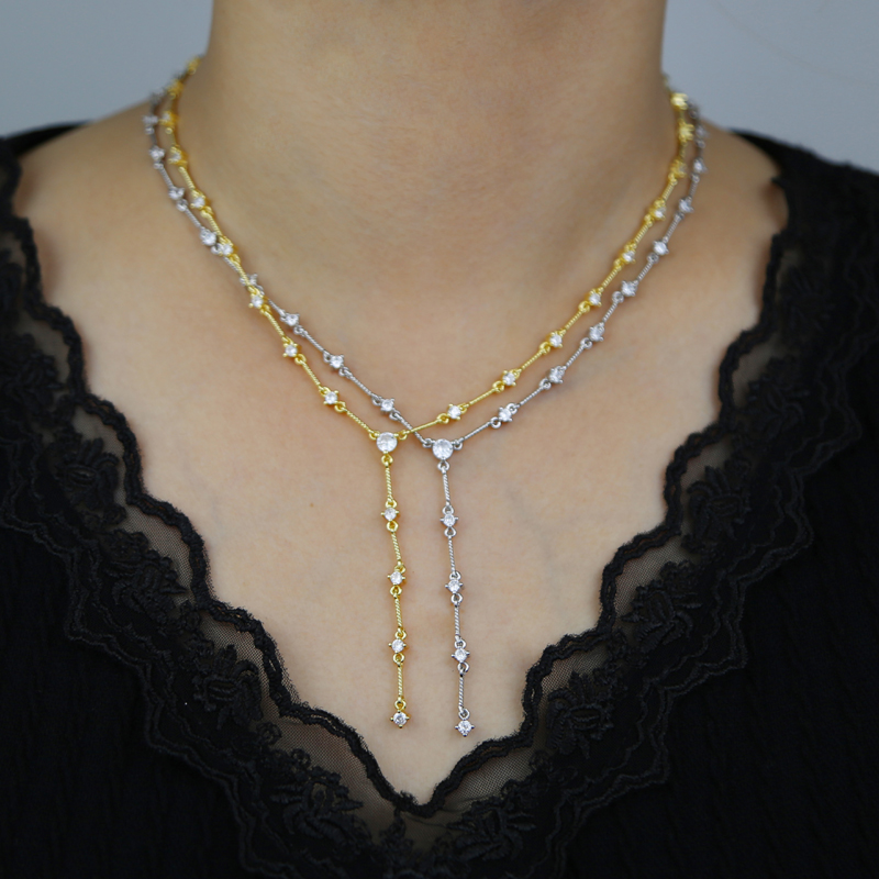 New fashion women wedding necklace paved 5A cubic zircon for women lady high quality jewelry plated gold silver wholesale