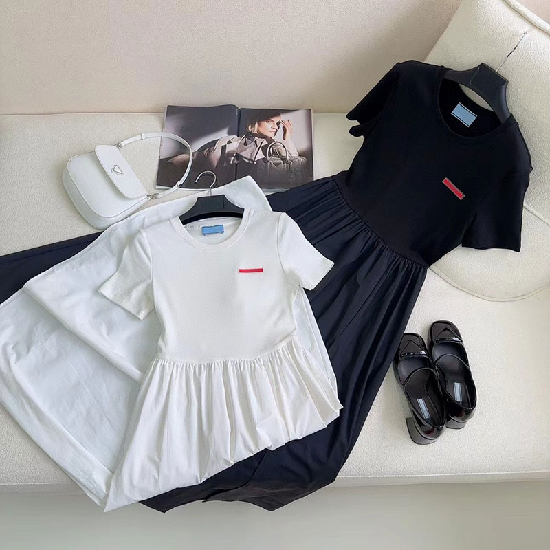 Women Dresses Fashion Slim Classic Pattern Silm 2023SS Dresses Summer Womens Clothing Simple Black White Dress