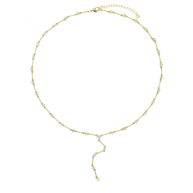 Geometric CZ Station Link Chain Choker Sexy Long Lariat Women Necklace High Quality Iced Out Zirconia Fashion Jewelry