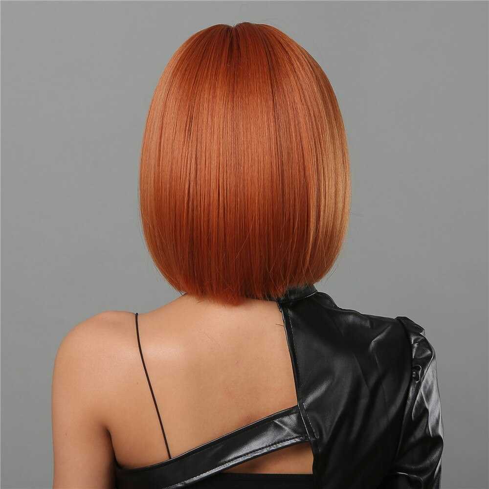 Lace Wigs Ginger Bob Wigs For Women Short Orange Bob Wigs With Flat Bangs Heat Resistant Synthetic Hair Z0613