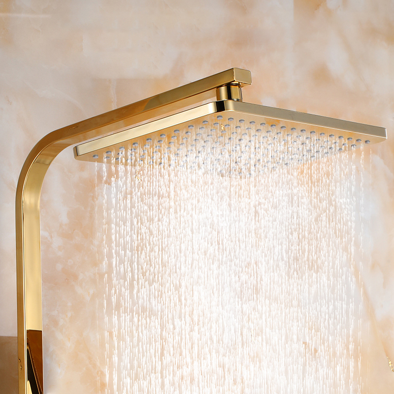 Bathroom Shower Heads Golden Shower Set Bathroom Smart Digital Shower System Wall Mount Thermostatic Bath Faucet SPA Rainfall Bathtub LED Tap Full Kit