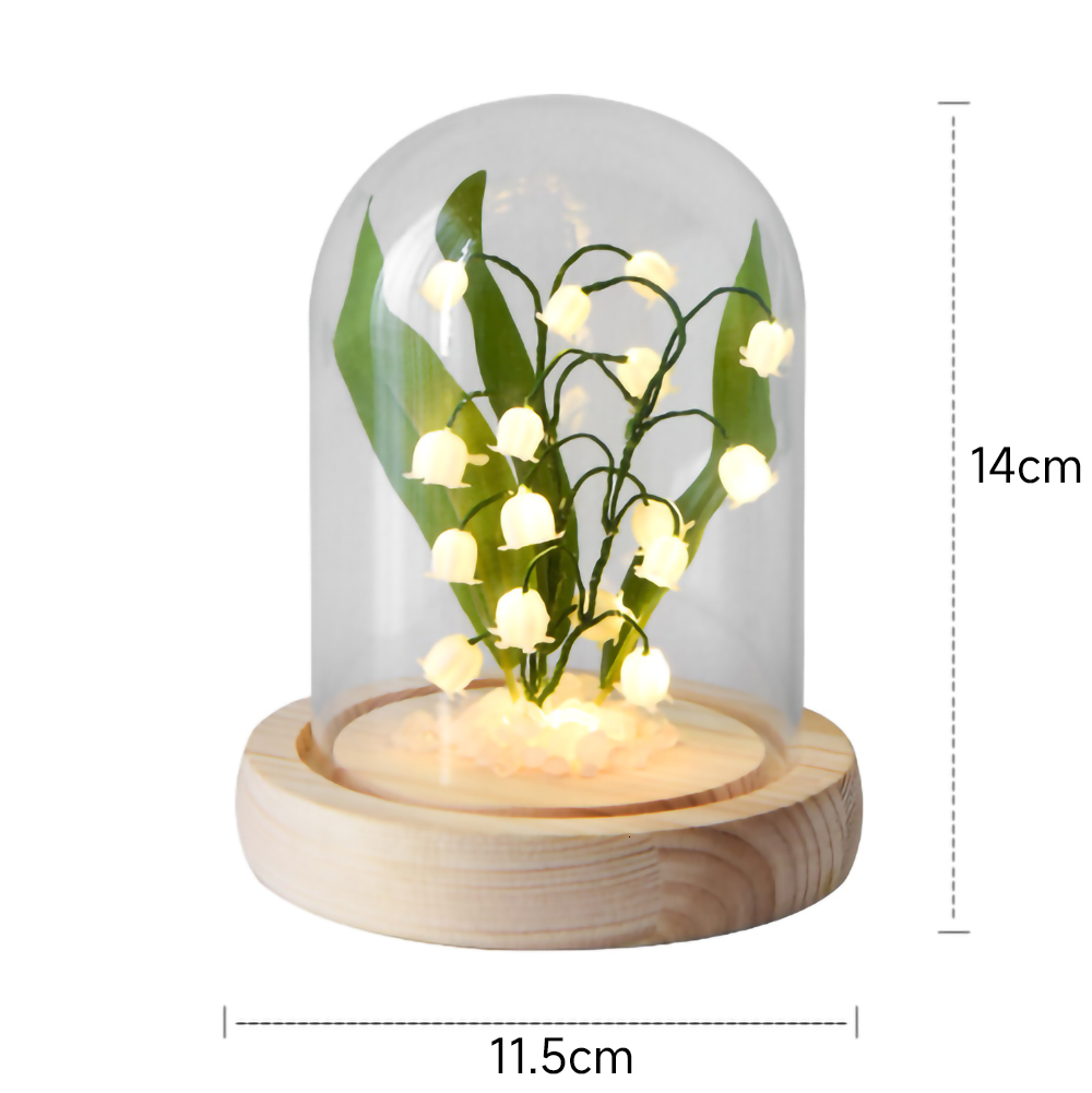 Dried Flowers LED Lily of The Valley Handmade Glow Night Light DIY Material for Home Bedside Desktop Decor Valentine Birthday Gift 230613