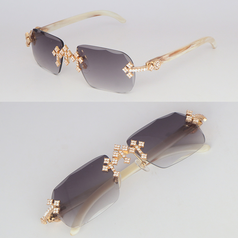 Luxury Moissanite Diamond Set Rimless Sunglasses Womans Big Stones Diamond Sun glasses Original White Horn Limited edition Sunglasses Men Woman Size 58 New
Luxury Moissanite Diamond Set Rimless Sunglasses Womans Big Stones Diamond Sun glasses Original White Horn Limited edition Sunglasses Men Woman Size 58 New