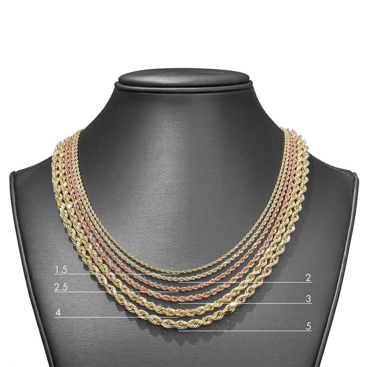 Real 10K 14K Solid Gold Rope Chains For Men Hip Hop Necklace