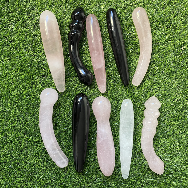 Other Home Garden 1PC good Quality Natural Rose Quartz Yoni Wands Gemstone Crafts Pleasure Wand Body Hand Massage Wood Magic Stone Ornament Gifts 2306