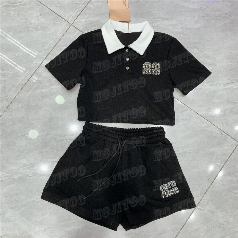 Polo T Shirts Shorts Women Tracksuits Letter Rhinestone Design Pullover Casual Sport Short Pant 2pcs Sets, Black
Polo T Shirts Shorts Women Tracksuits Letter Rhinestone Design Pullover Casual Sport Short Pant 2pcs Sets, Black