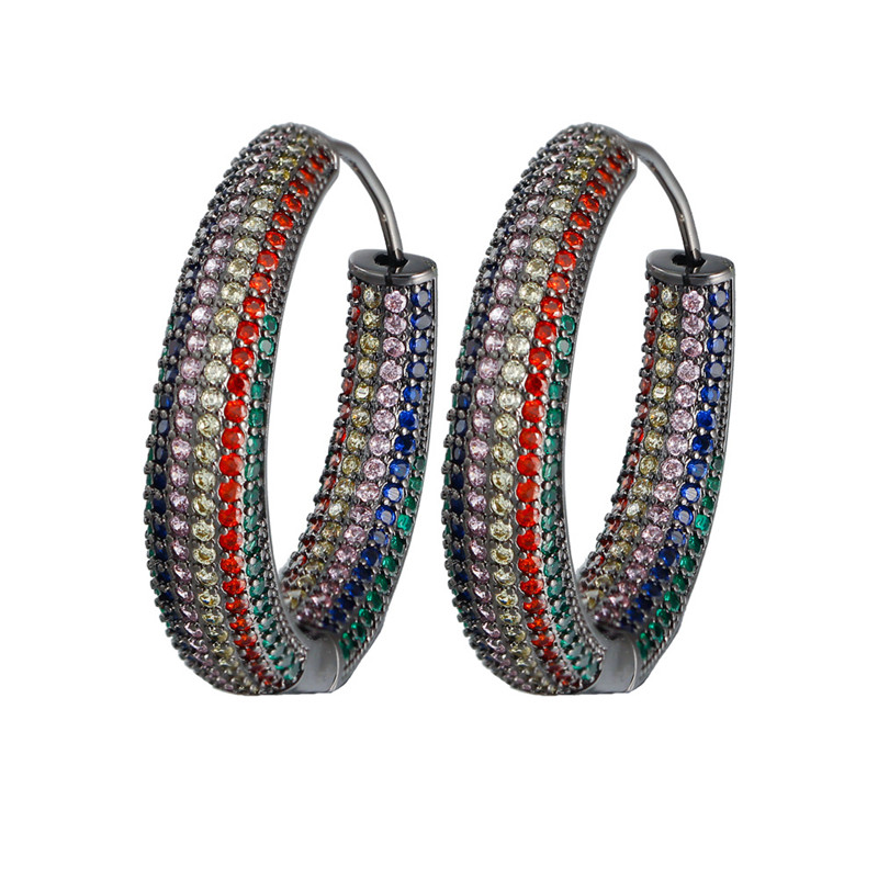 luxury big hoop earring designer for woman south american blue red zirconia diamond 18k gold silver earrings bride wedding engagement anniversary wome