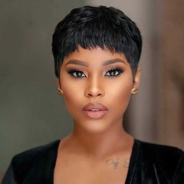 Lace Wigs Short Synthetic Hair Pixie Wigs Pixie Cut Short Black Wavy Wigs Layered Short Hair Wigs for Black Women Z0613