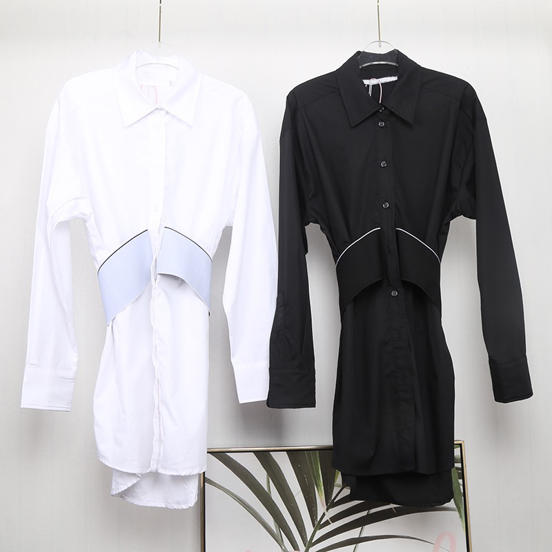 Women's Shirt Skirt Designer Long Sleeve T-shirt Coat Fashion Waist Style Shirt Dress for Womens High Quality Women's Clothing
