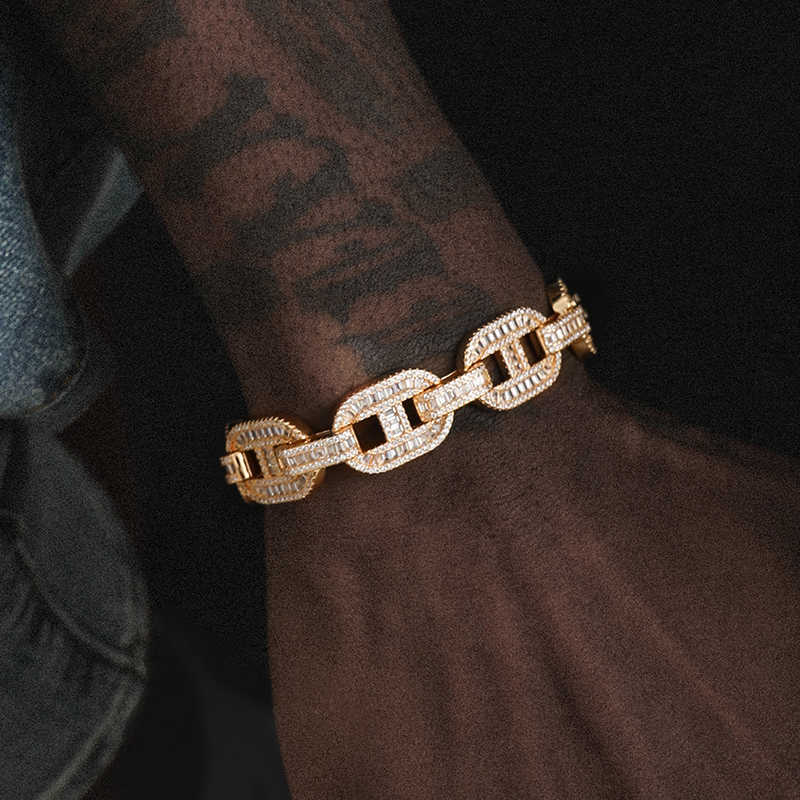 Precious Cuban chains Hot Sale Men's Hip Hop Jewelry Sterling Sier Gold Plated Iced Out Moissanite Dia Cuban Link Chain Bracelet Free door-to-doo