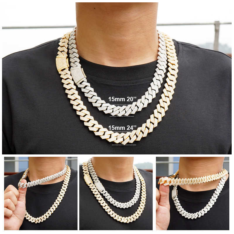 Custom Pass Dia Tester Hip Hop VVS Moissanite men Necklace Iced Out Sier cuban k chain