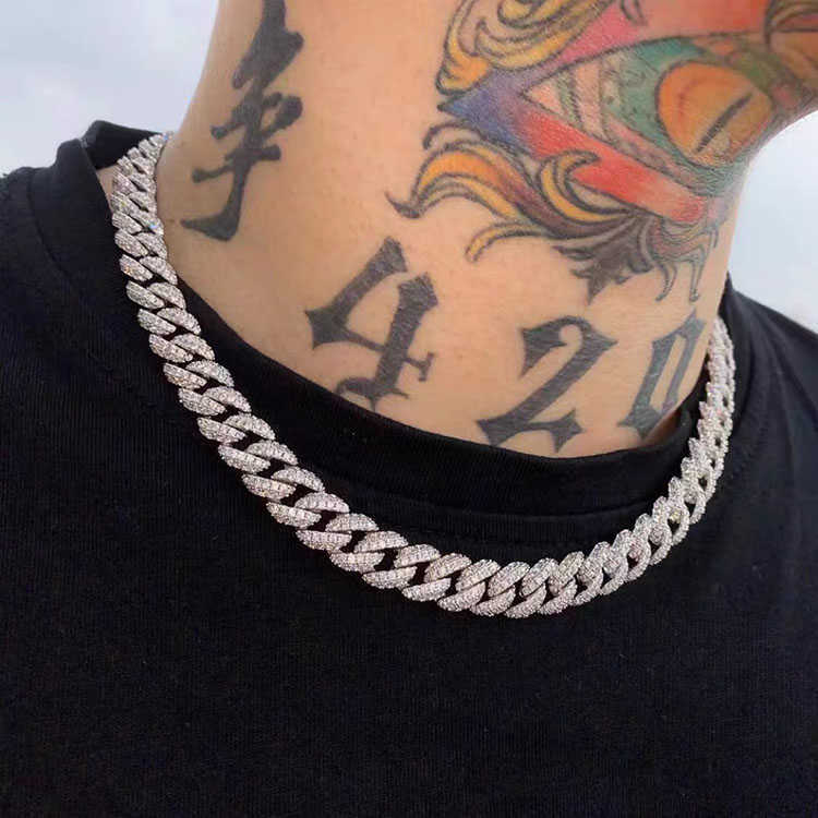 Full Ice out 2rows 6mm 9mm 13mm Solid Sier Moissanite Cuban k Chain Mans Hip Hop Necklace