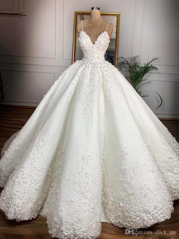 Gorgeous Ballgown Wedding Dresses Bridal Gown D Ral Lace Applique Spaghetti Straps Or Length Ruffles Custom Made Plus Size Vestido De Novia E