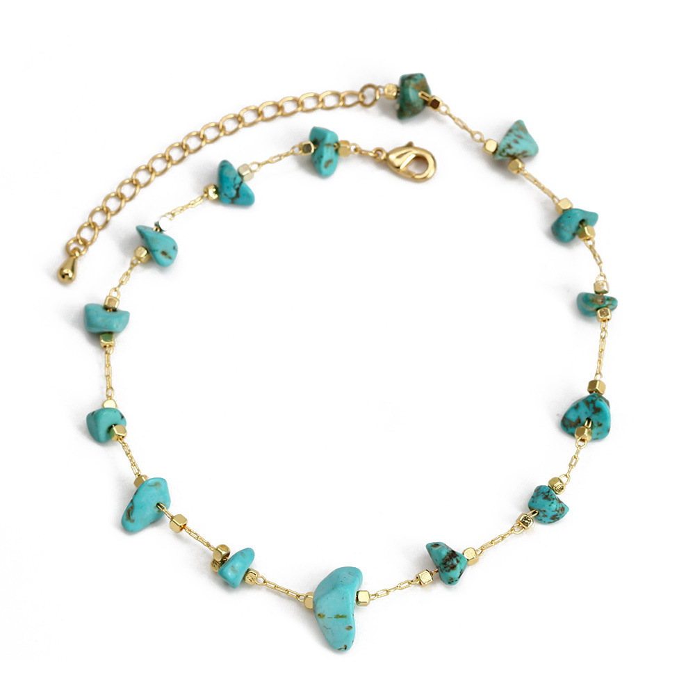 Colorful Natural Stone Strands Gold Chain Bracelet Gravel Stone Bracelets Jewelry for Women
